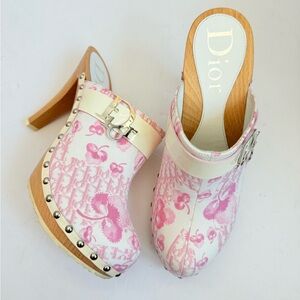 Dior Pink and White Mules